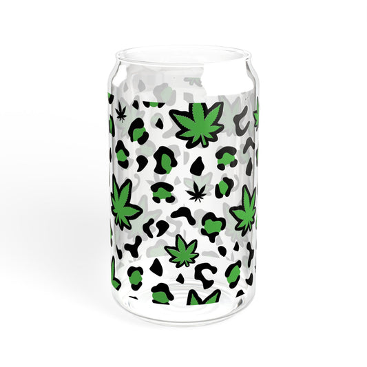 Cannabis Print Sipper Glass, 16oz - Friendly Drinkware, Perfect for Parties, Gifts, Outdoor Adventures, and Celebrations