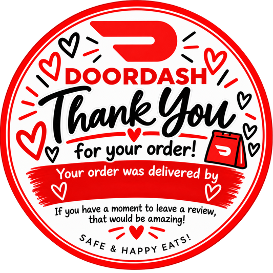 DoorDash thank you stickers