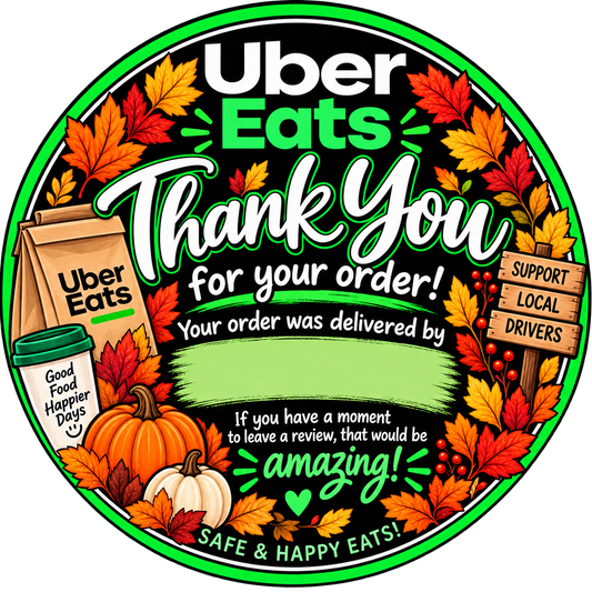 Uber Eats thank you stickers