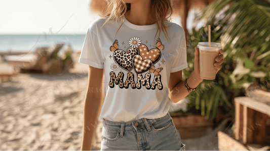 Brown hearts mama - ready to press sublimation transfer print