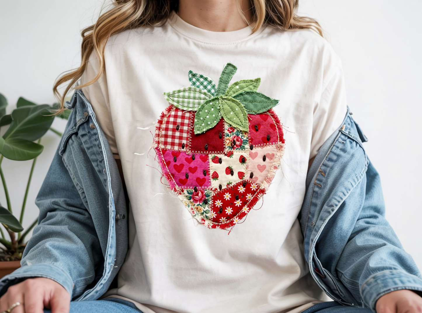 Strawberry patchwork - ready to press sublimation transfer print
