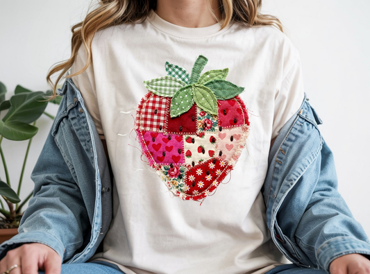 Strawberry patchwork - ready to press sublimation transfer print