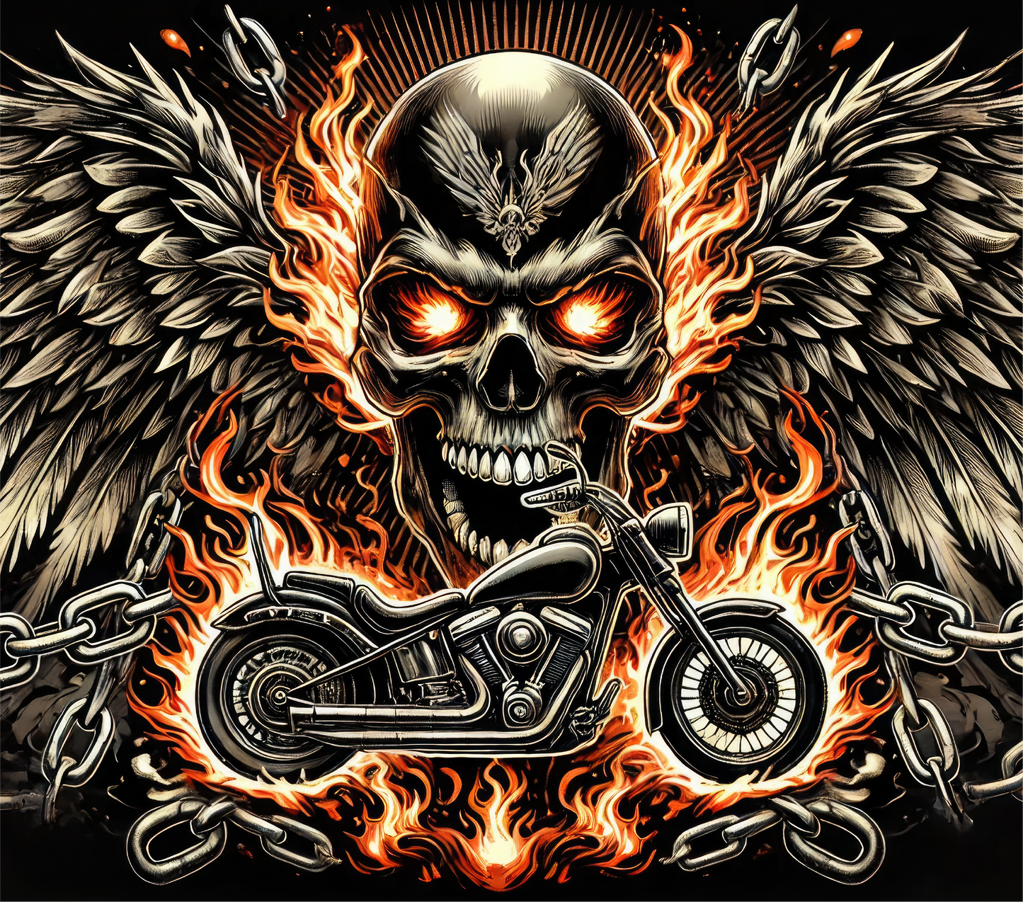 Biker skull - ready to press sublimation transfer print