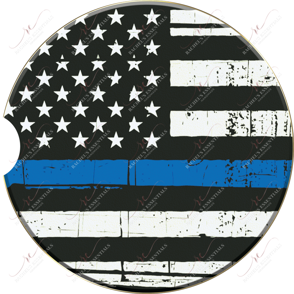 Blue Line Flag Police Car Coaster - Ready To Press Sublimation Transfer Print Sublimation