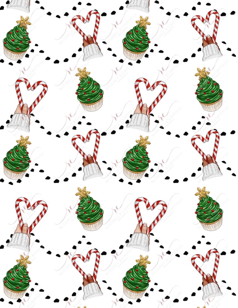 Cupcakes And Candy Canes - Ready To Press Sublimation Transfer Print Sublimation
