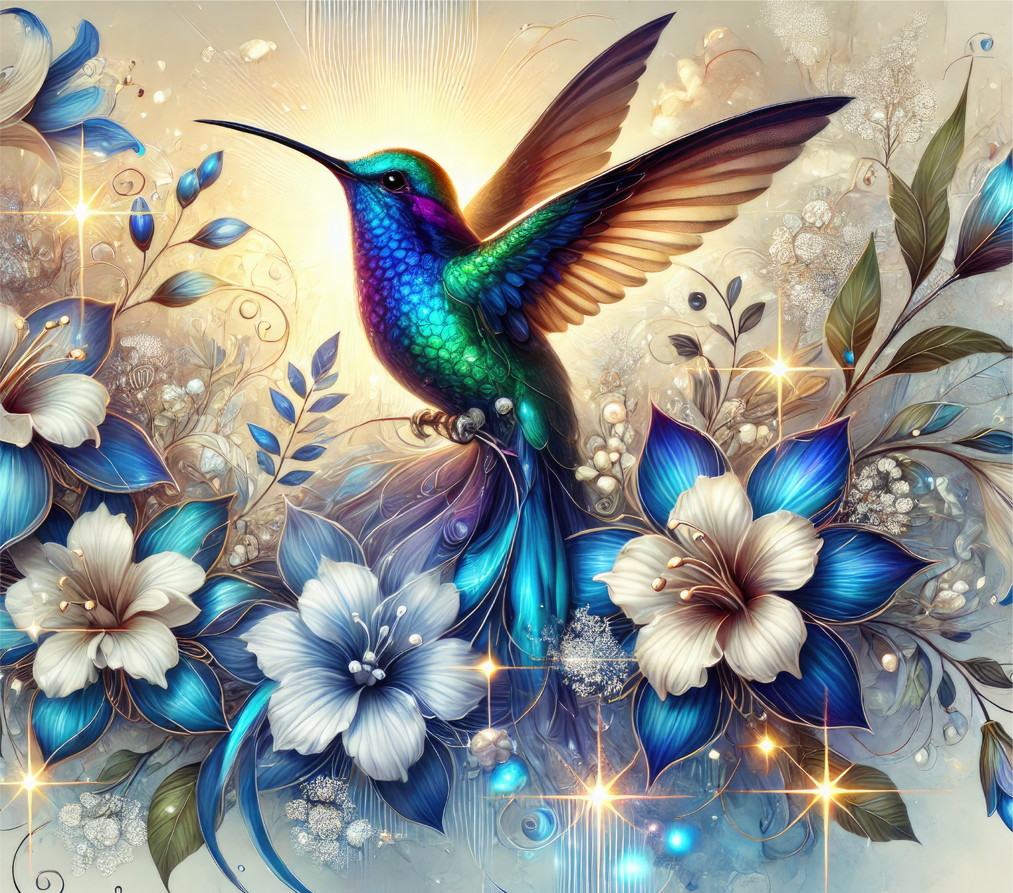 Humming bird floral - ready to press sublimation transfer print