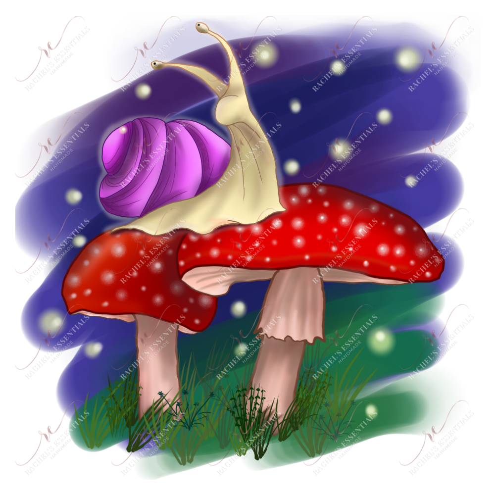 Mushroom And Snail - Ready To Press Sublimation Transfer Print Sublimation