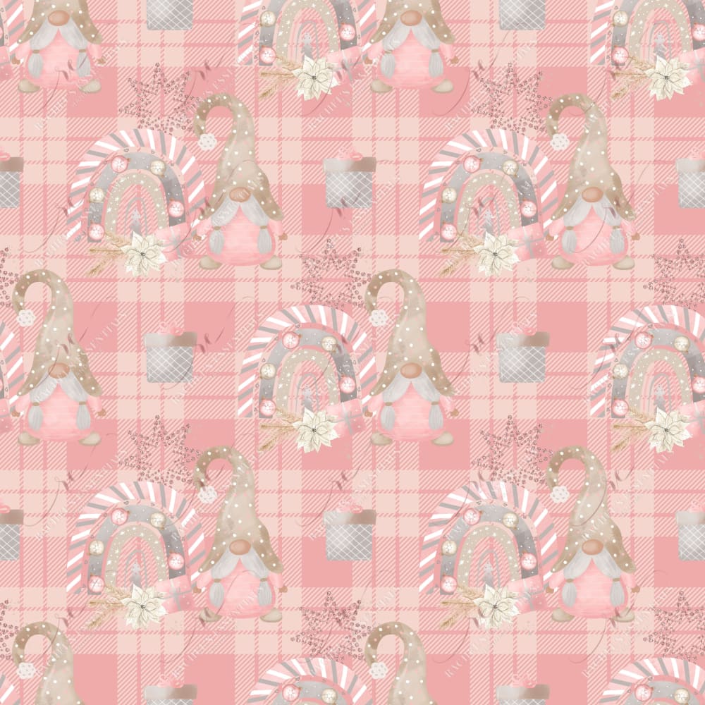 Pink Gnome Rainbow Plaid - Ready To Press Sublimation Transfer Print Sublimation