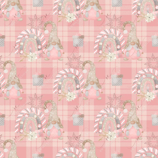 Pink Gnome Rainbow Plaid - Ready To Press Sublimation Transfer Print Sublimation