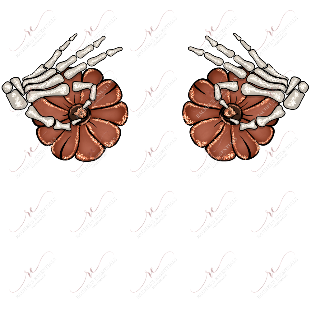 Skeleton Hands Holding Pumpkin - Htv Transfer