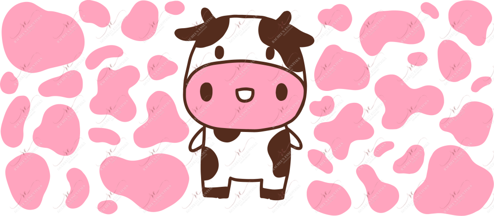 Pink Cow Print - 16Oz Glass Can Wrap Sublimation