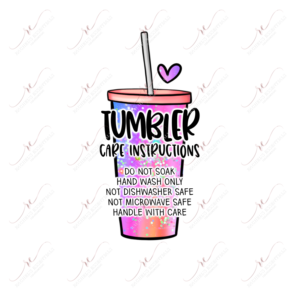 Tumbler Care Instructions Orange - Business Sticker Set