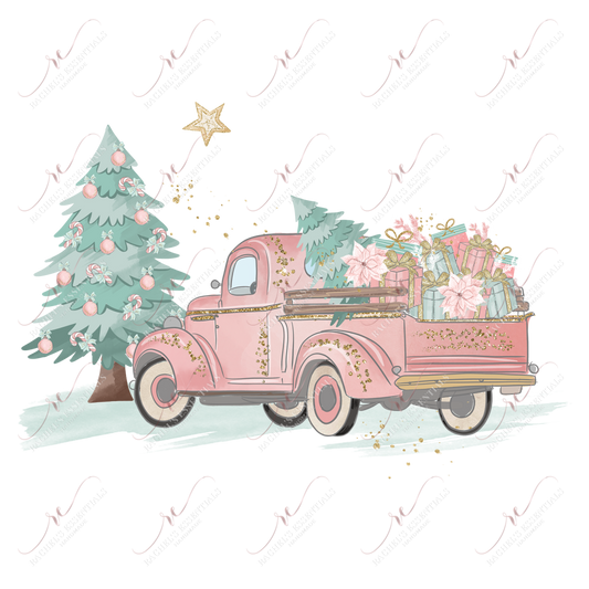 Vintage Christmas Truck - Ready To Press Sublimation Transfer Print Sublimation