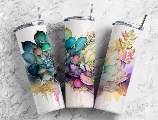 Watercolor Succulents - Ready To Press Sublimation Transfer Print Sublimation