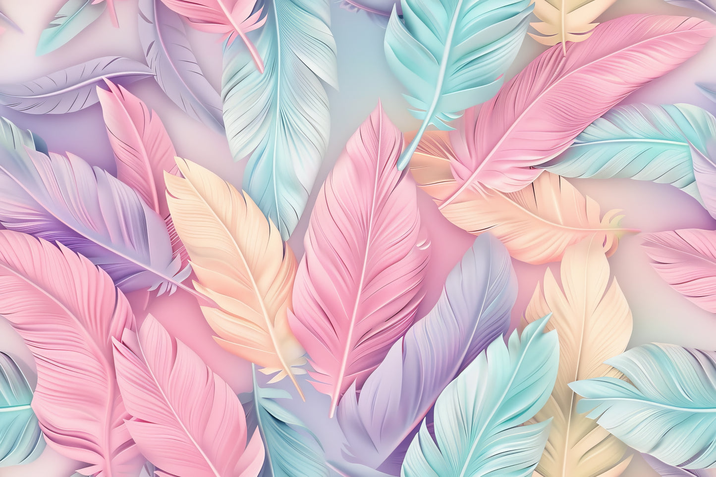 Pastel feathers - ready to press sublimation transfer print seamless