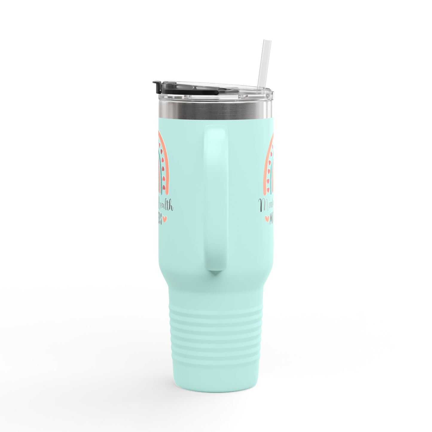 Insulated Travel Mug with Rainbow Design, Mental Health Matters - Reusable Cup for Coffee, Tea, Gifts for Her, Wellness Products