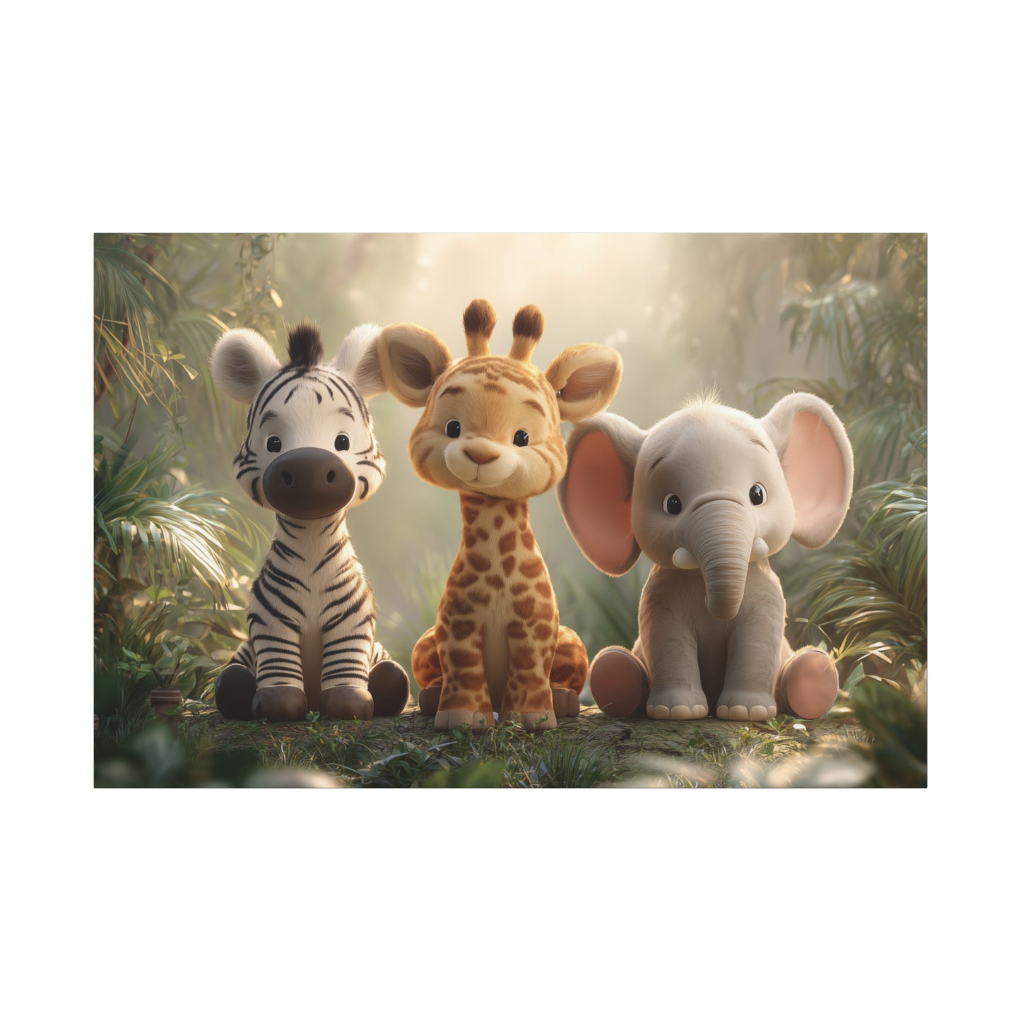 Copy of Whimsical Animal Canvas Art Wraps, Safari Nursery Decor, Kids Room Wall Art, Giraffe, Elephant, Zebra Artwork, Baby Shower Gift