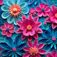 3D Quilled Pink/Blue Flowers- Vinyl Wrap Vinyl