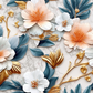 3D White And Gold Floral - Vinyl Wrap Seamless Vinyl