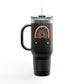 Insulated Travel Mug with Rainbow Design, Mental Health Matters - Reusable Cup for Coffee, Tea, Gifts for Her, Wellness Products