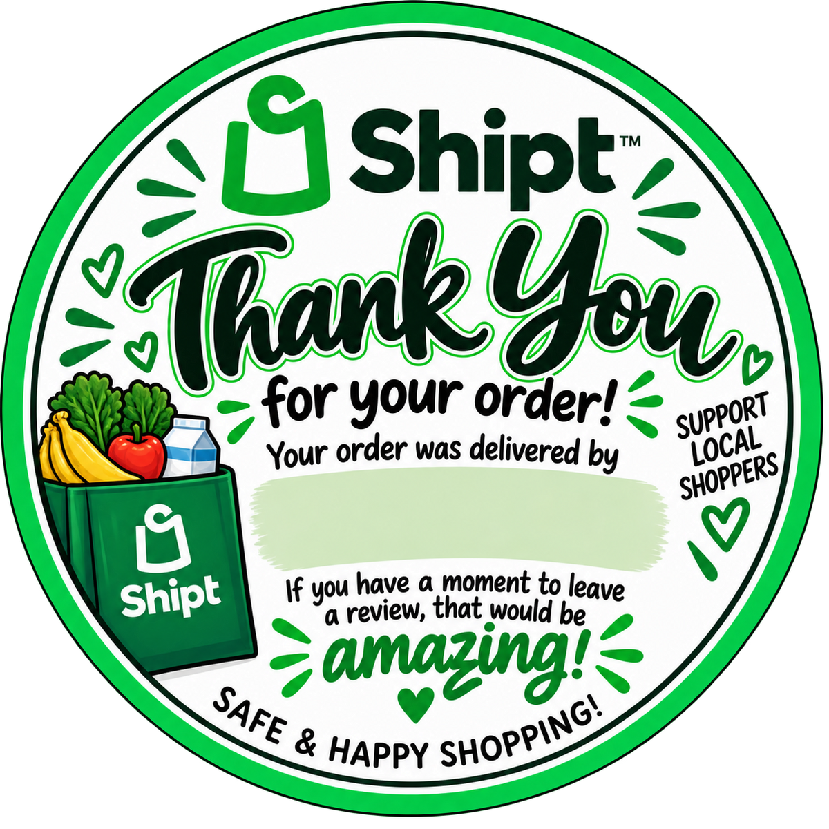 Shipt thank you stickers