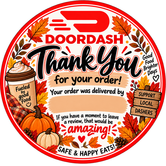 DoorDash thank you stickers