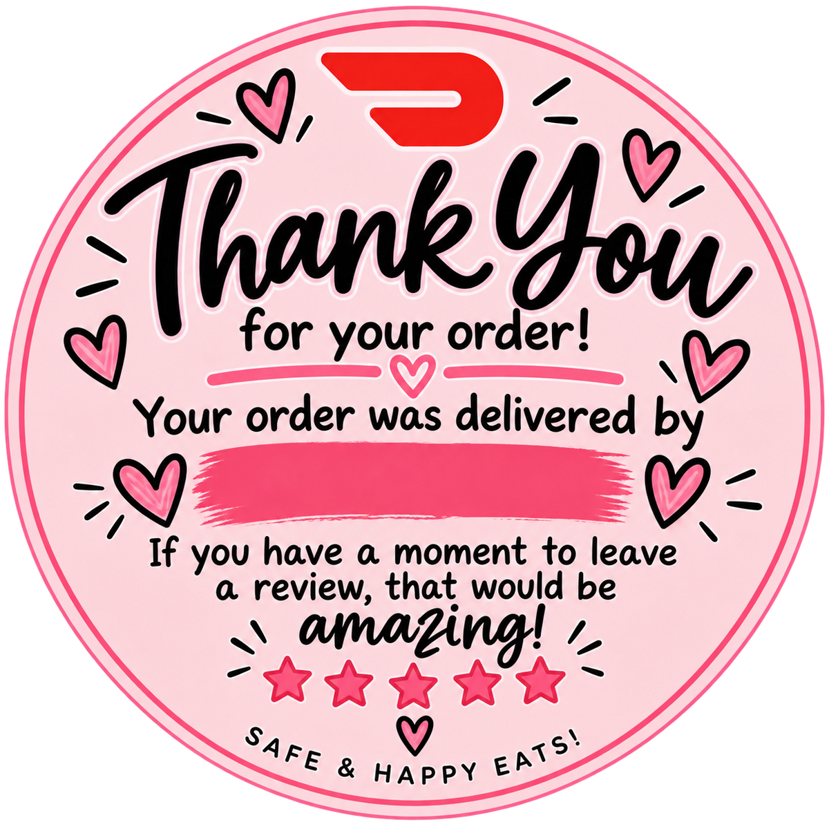 DoorDash thank you stickers