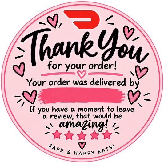 DoorDash thank you stickers