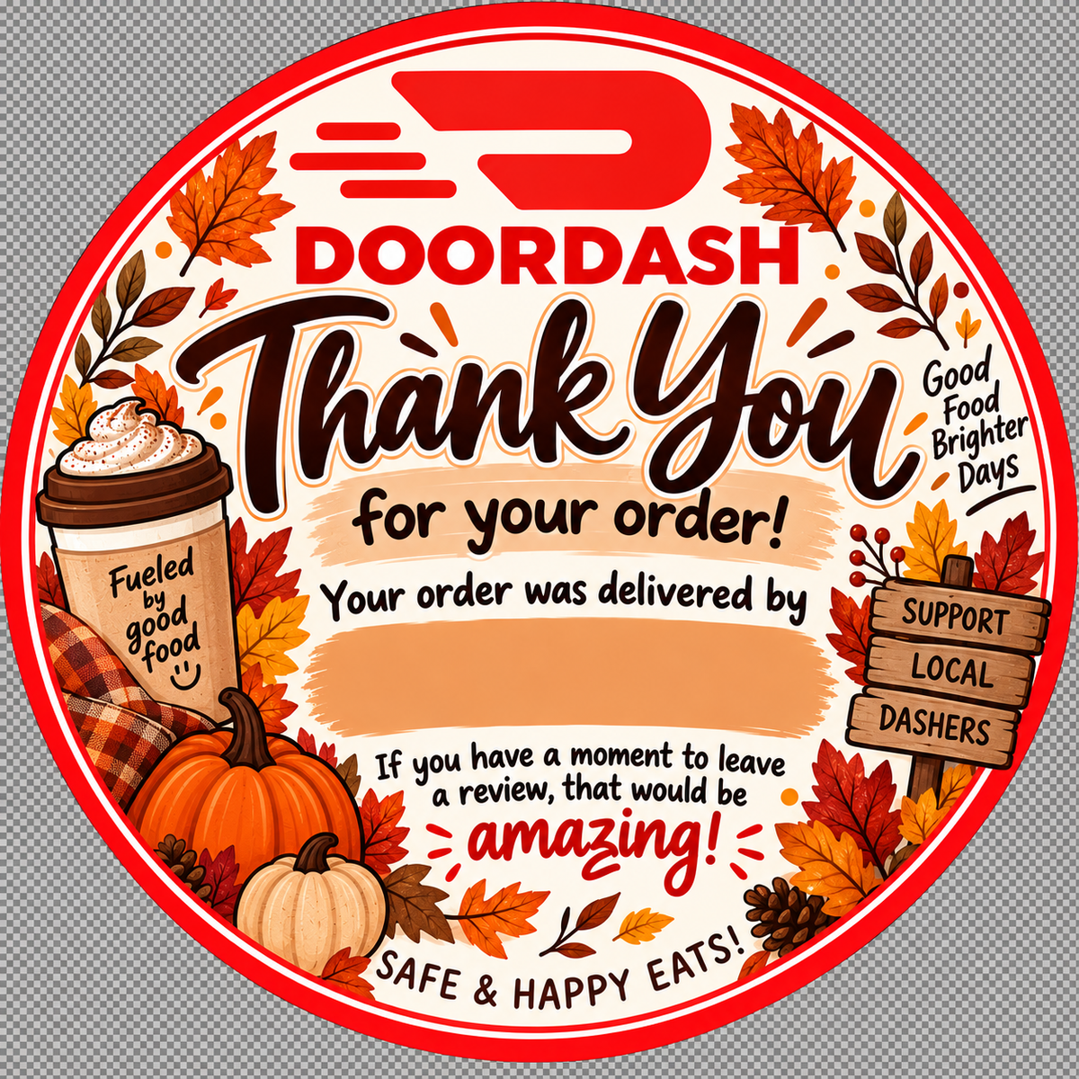 DoorDash thank you stickers