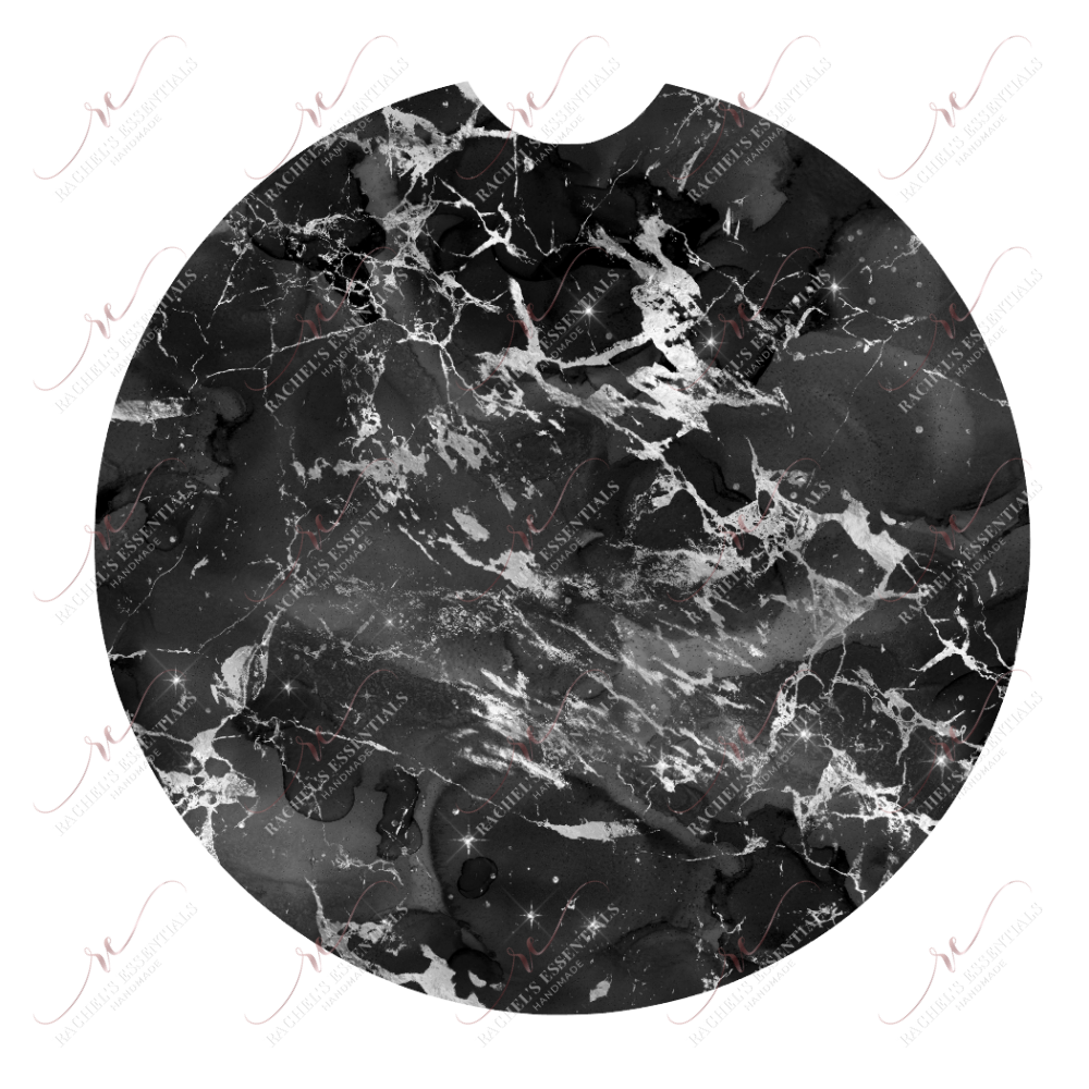 Black White Marble Car Coaster - Ready To Press Sublimation Transfer Print Sublimation