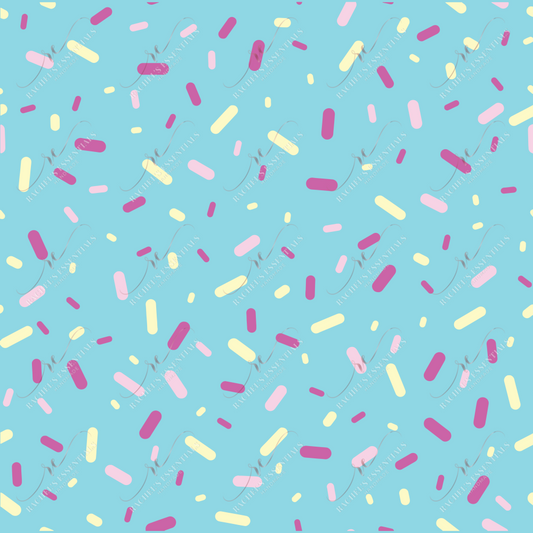Blue Mixed Sprinkles - Ready To Press Sublimation Transfer Print Sublimation