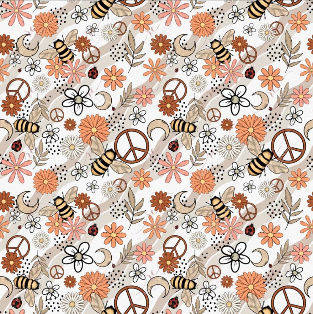 Boho Bee - Ready To Press Sublimation Transfer Print Seamless 2/24 Sublimation