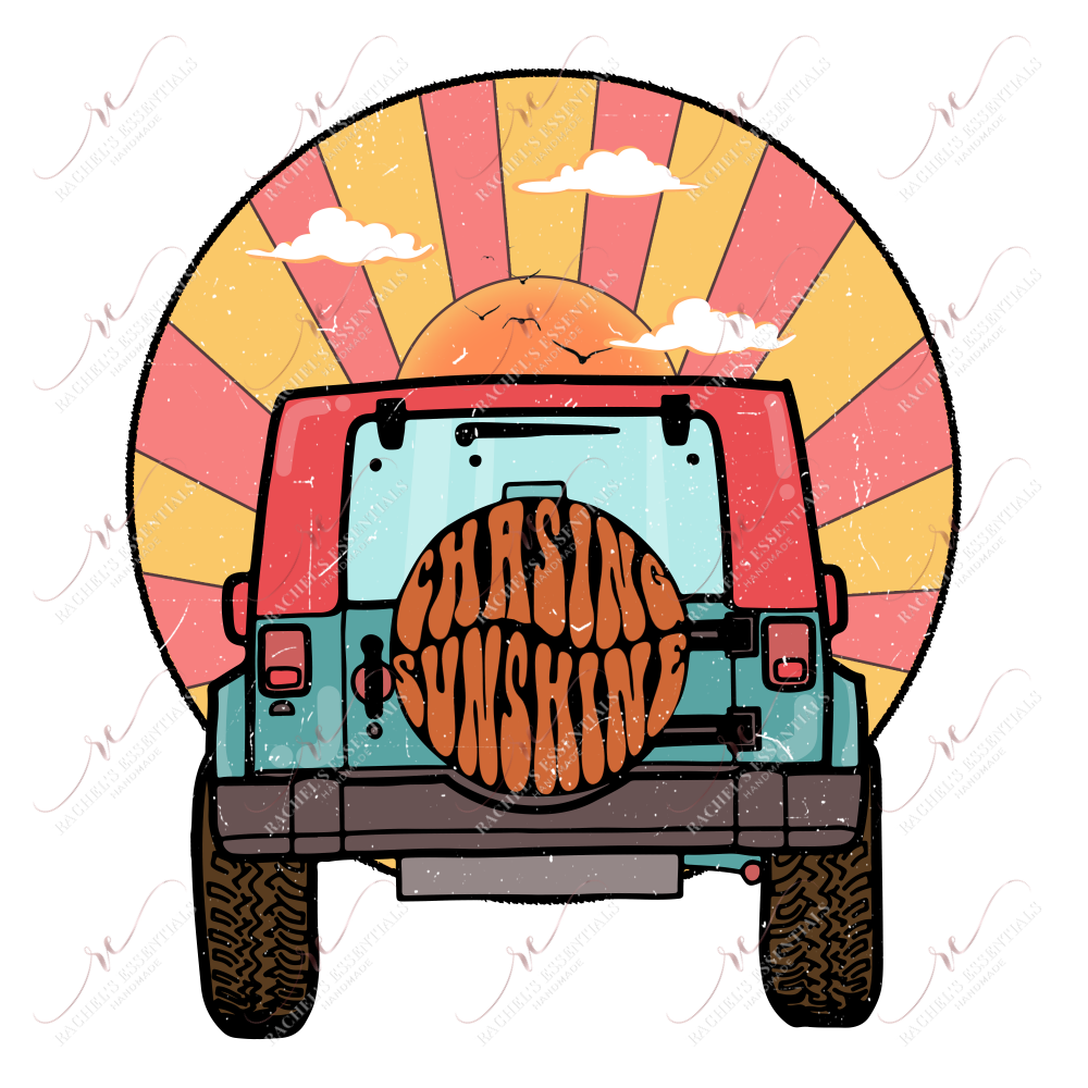 Chasing Sunshine Jeep - Ready To Press Sublimation Transfer Print Sublimation