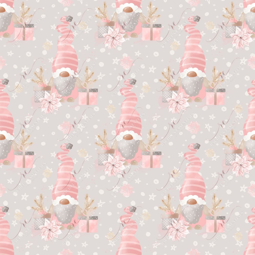 Christmas Gnome Pink Gray - Ready To Press Sublimation Transfer Print Sublimation