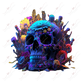 Floral Neon Skull- Clear Cast Decal