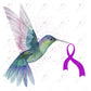 Humming Bird Purple Ribbon - Ready To Press Sublimation Transfer Print Sublimation