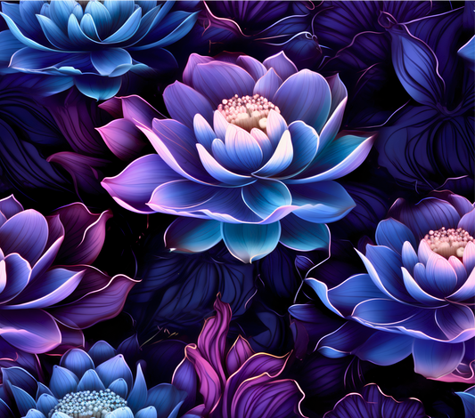 Lotus purple blue - ready to press sublimation transfer print seamless