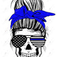 Messy Bun Blue Line - Ready To Press Sublimation Transfer Print Sublimation