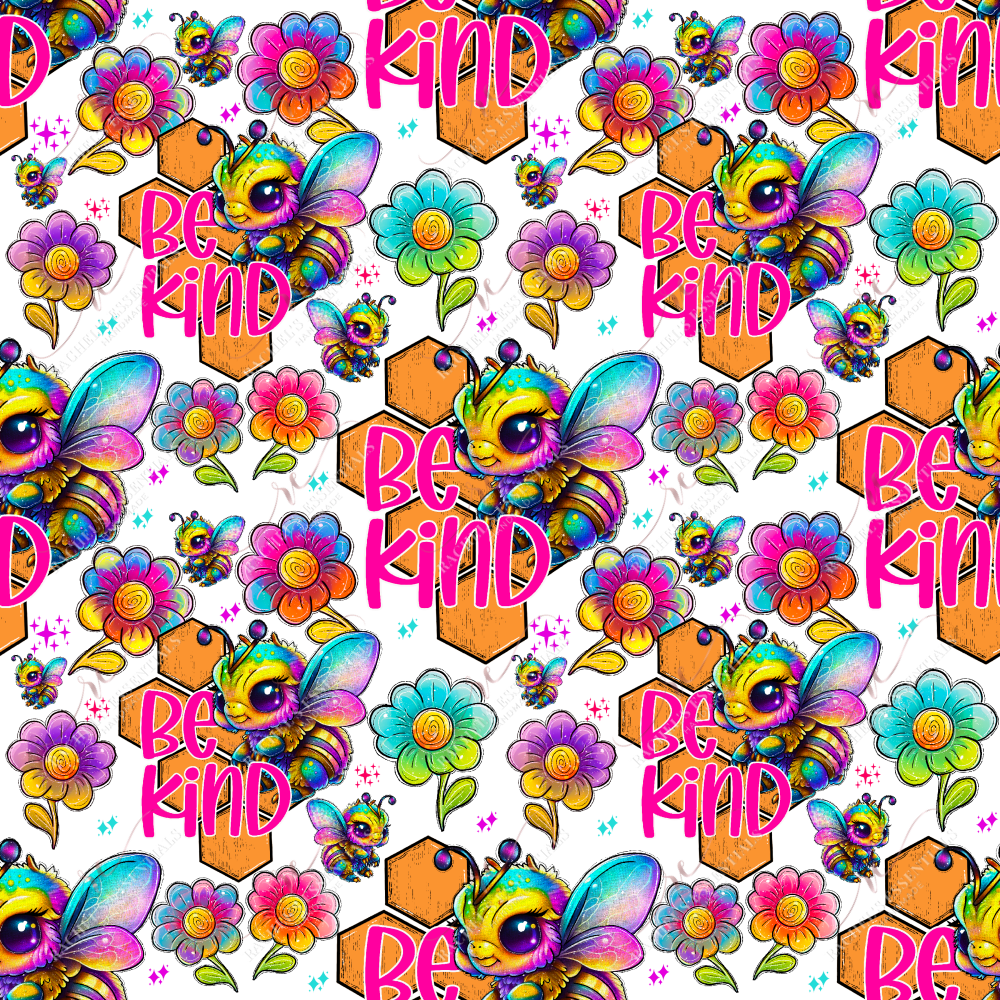 Neon Be Kind - Ready To Press Sublimation Transfer Print Seamless 2/24 Sublimation