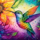 Neon Sunflower And Hummingbird- Ready To Press Sublimation Transfer Print Sublimation