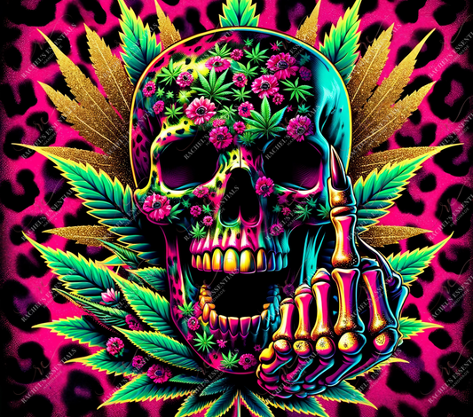 Neon Weed Skull - Ready To Press Sublimation Transfer Print Sublimation