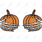 Pumpkin Skeleton Hands - Ready To Press Sublimation Transfer Print Sublimation