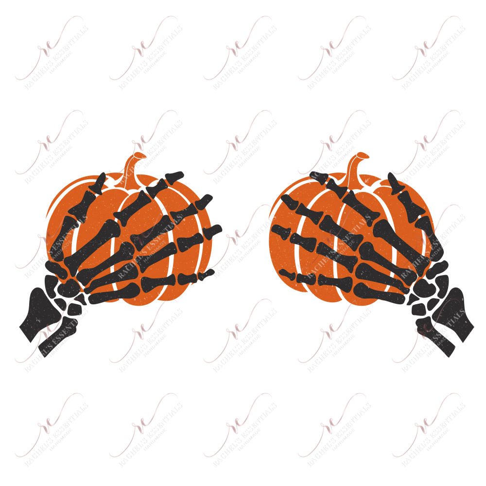 Skeleton Hand And Pumpkin Boobs - Ready To Press Sublimation Transfer Print Sublimation