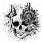 Skull With Butterflies And Flowers - Ready To Press Sublimation Transfer Print Sublimation