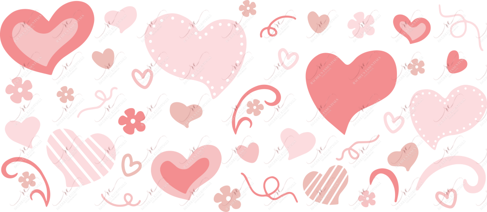 Pink Hearts Variant Sizes - 16Oz Glass Can Wrap