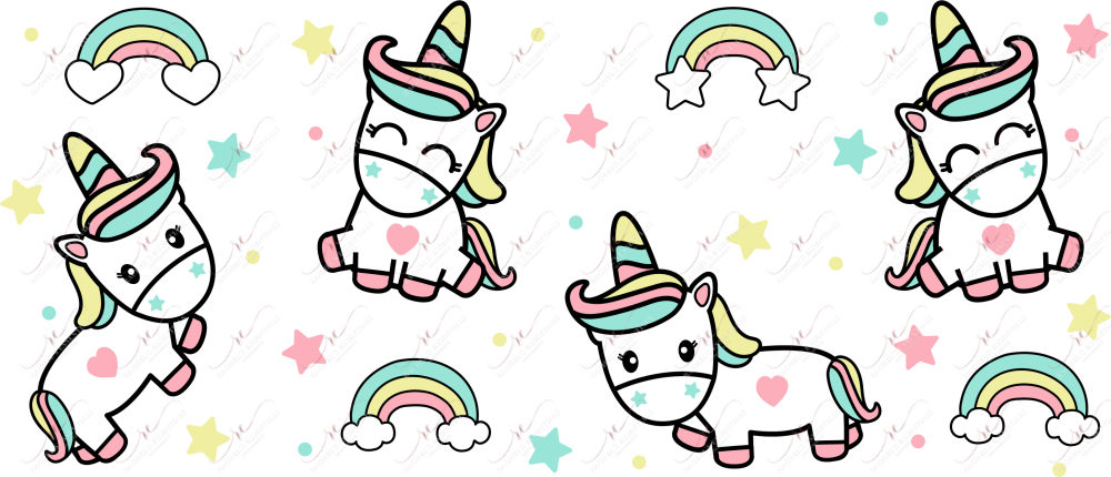 Rainbows And Unicorns - 16Oz Glass Can Wrap Sublimation