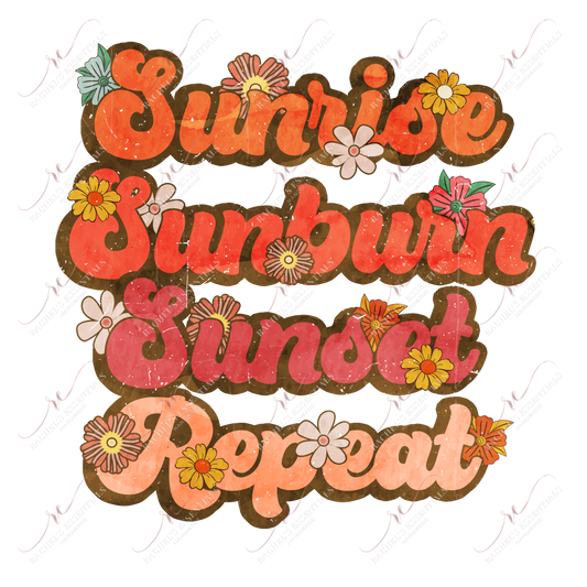 Sunrise Sunburn Sunset Repeat - Ready To Press Sublimation Transfer Print Sublimation