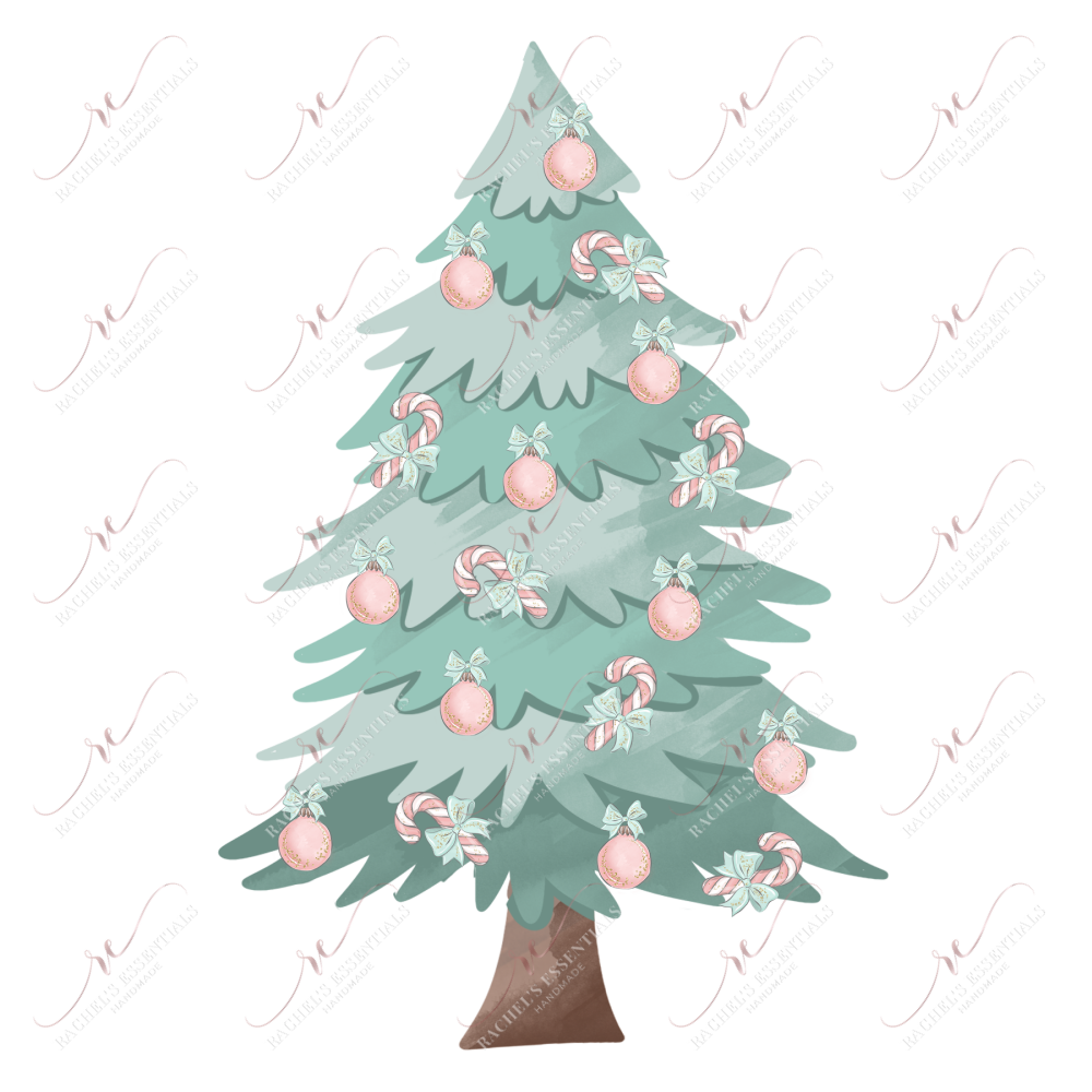 Vintage Christmas Tree - Clear Cast Decal