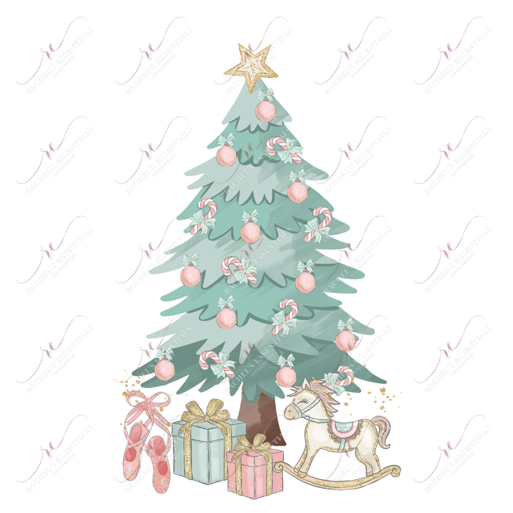 Vintage Christmas Tree Presents - Ready To Press Sublimation Transfer Print Sublimation