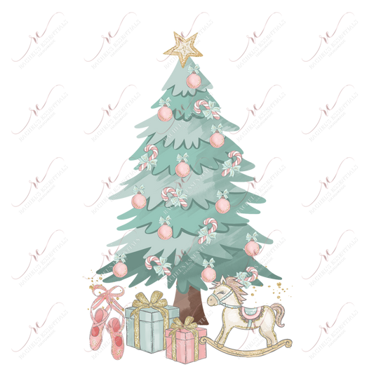 Vintage Christmas Tree Presents - Ready To Press Sublimation Transfer Print Sublimation